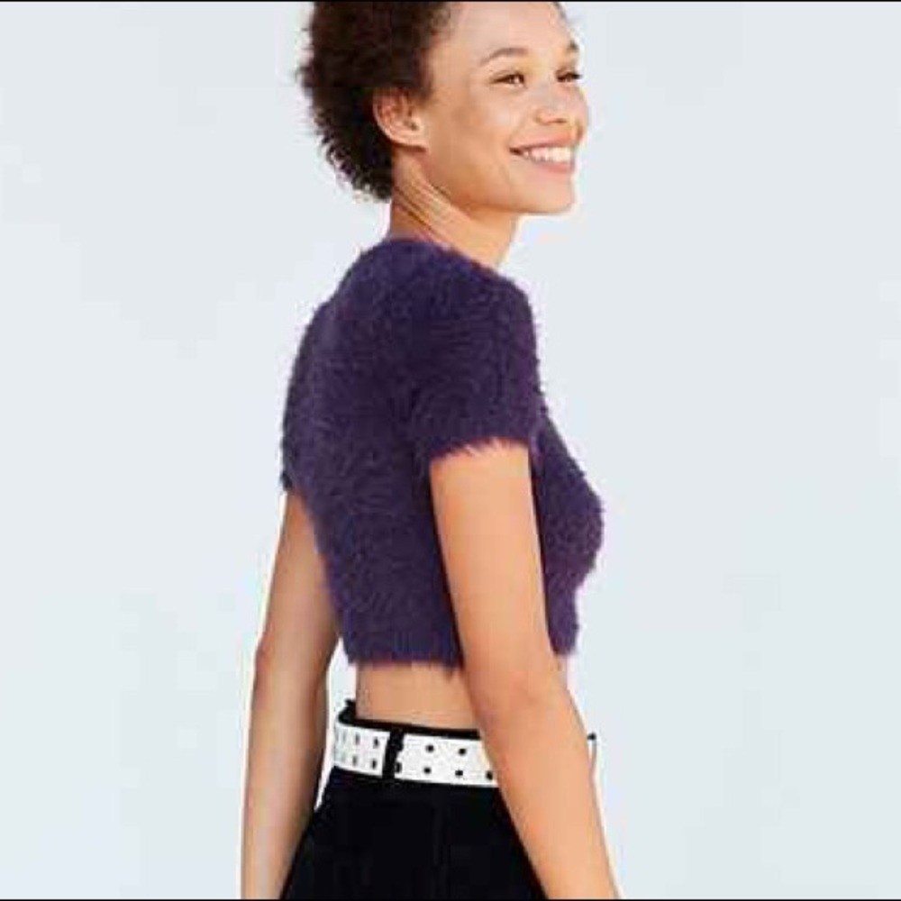 NWT Kimchi Blue Fuzzy Crop Top Indigo Purple XS